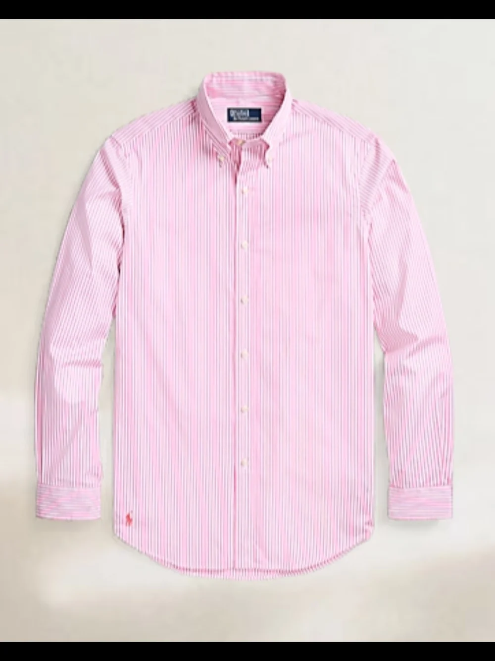 Polo by Ralph Lauren Pink & White Striped Oxford Unisex Shirt.